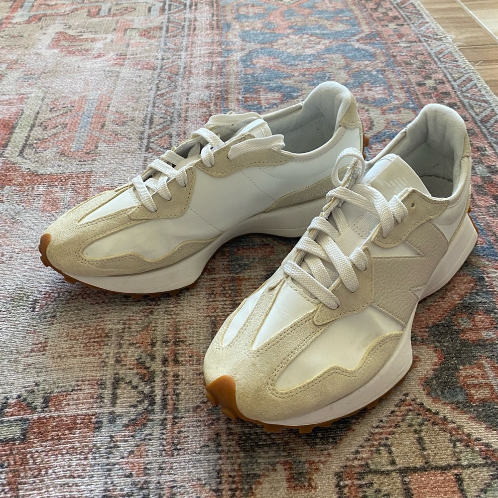 New Balance White and Cream Sneakers, EUC - Picture 2 of 5